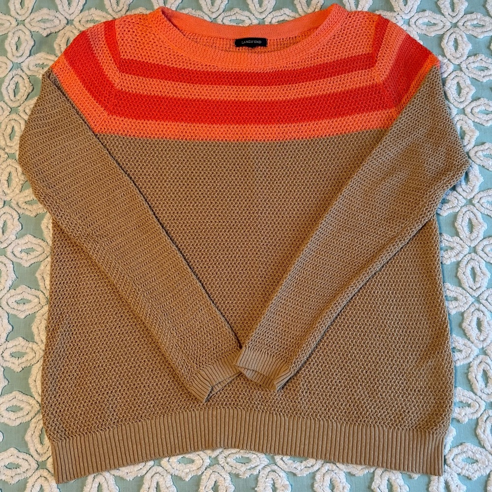 Lands End open stitch sweater NWOT